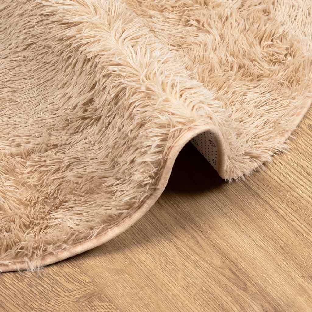 Alfombra peluda de pelo largo NAVARRA beige 120x170cm Poliéster