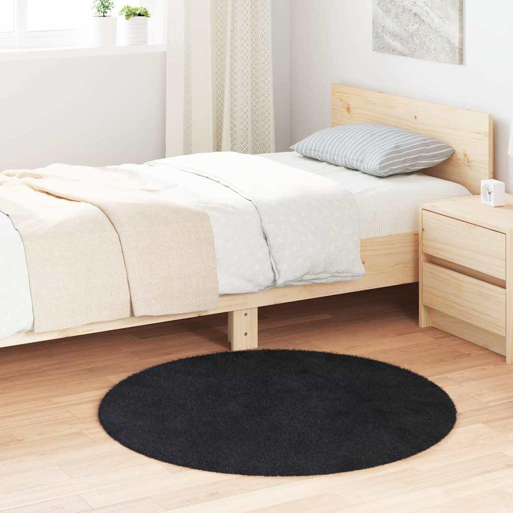 Alfombra peluda de pelo largo NAVARRA negra 80x150 cm poliéster