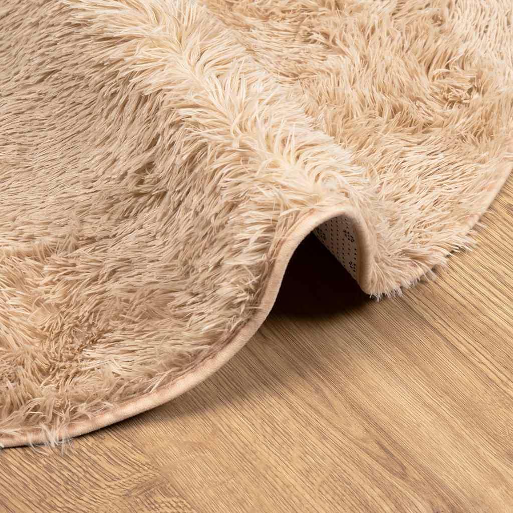 Alfombra peluda de pelo largo NAVARRA beige 120x170cm Poliéster