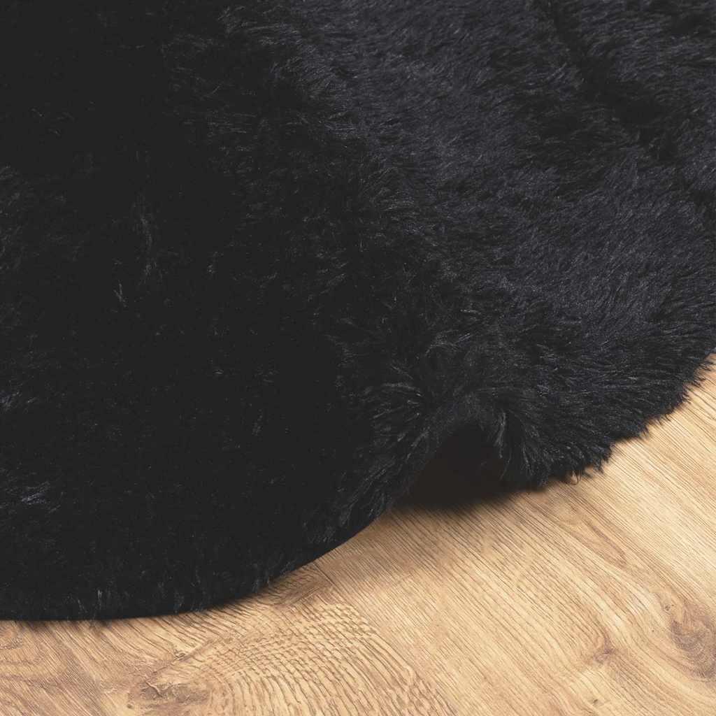 Alfombra peluda de pelo largo NAVARRA negra poliéster