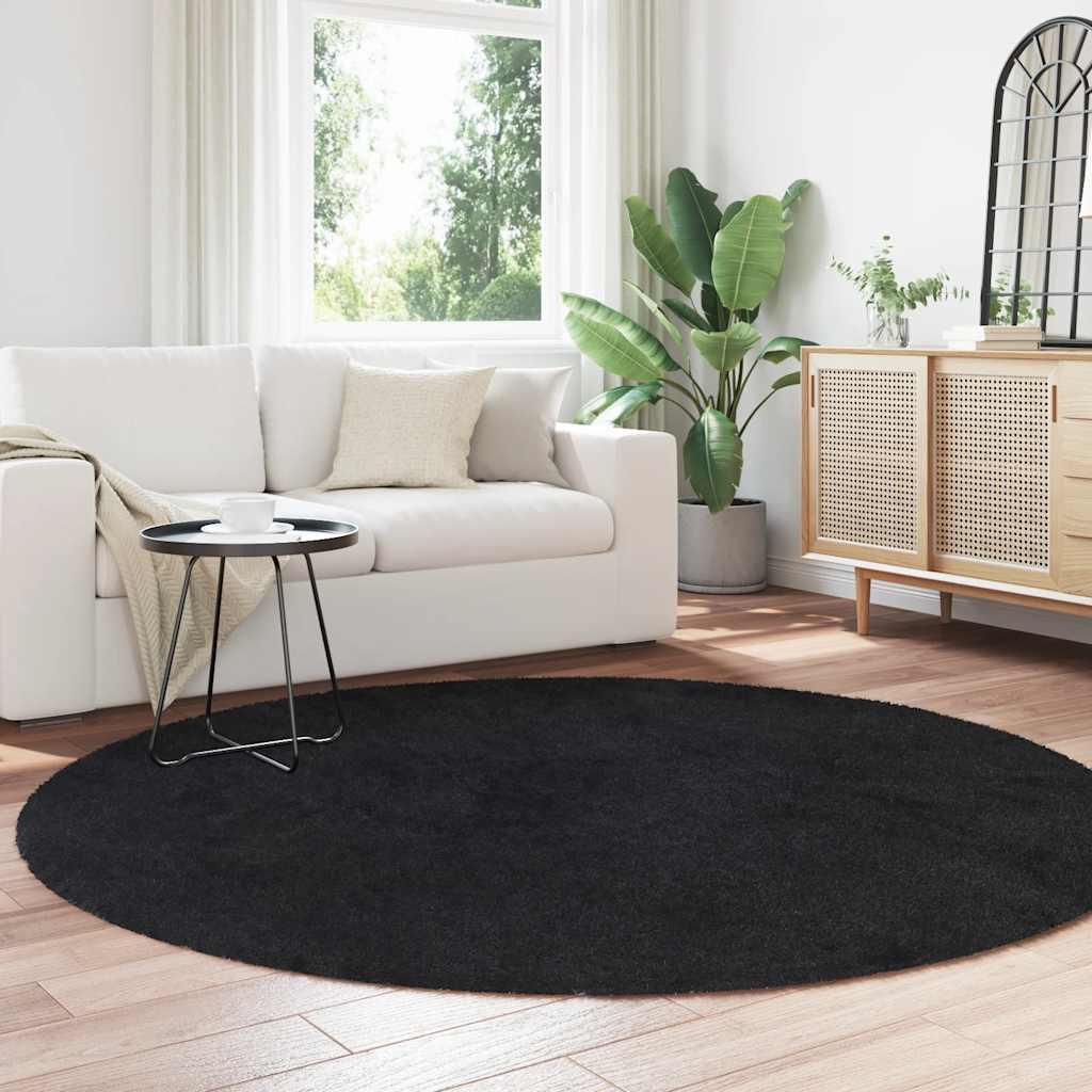 Alfombra peluda de pelo largo NAVARRA negra 80x150 cm poliéster