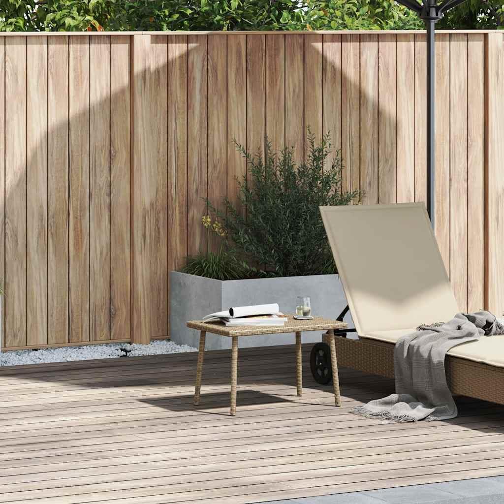 Mesa centro jardín rectangular beige 60x40x37cm ratán sintético