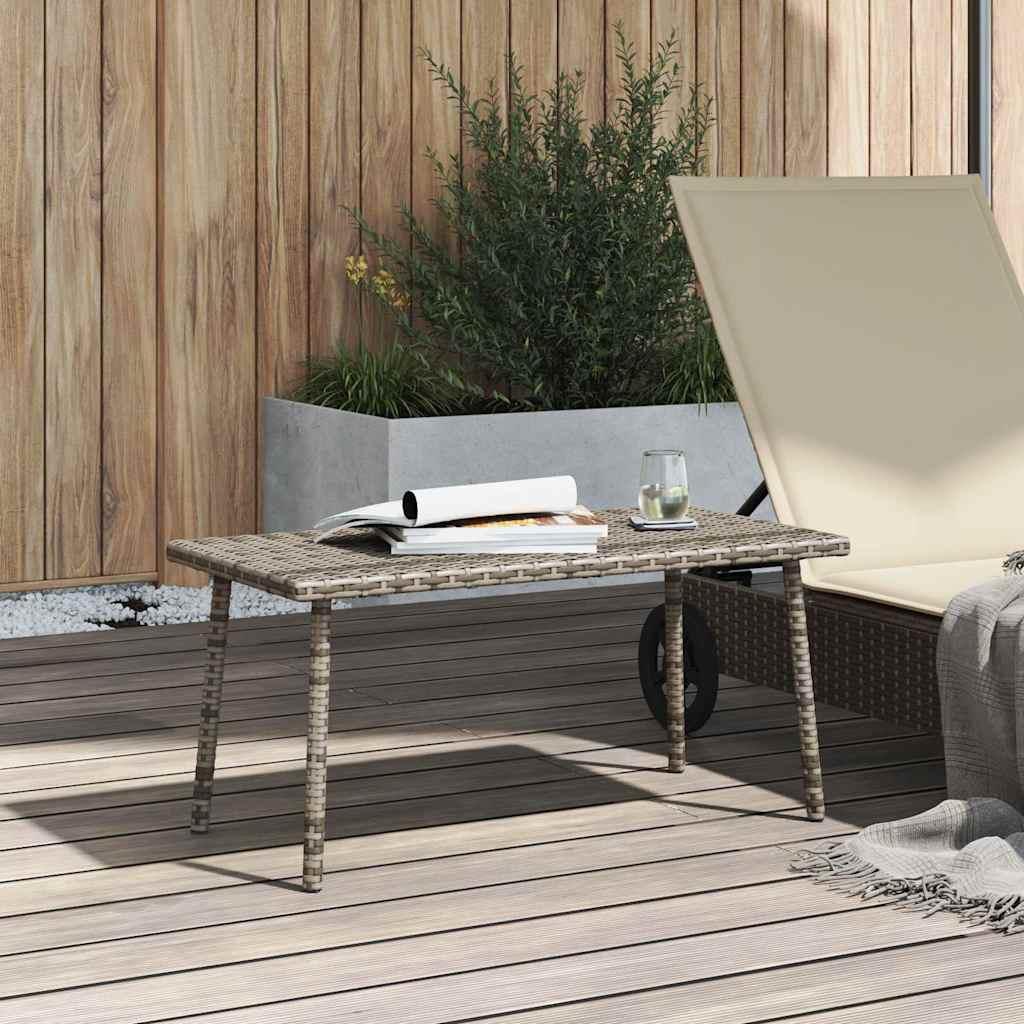 Mesa centro jardín rectangular beige 60x40x37cm ratán sintético
