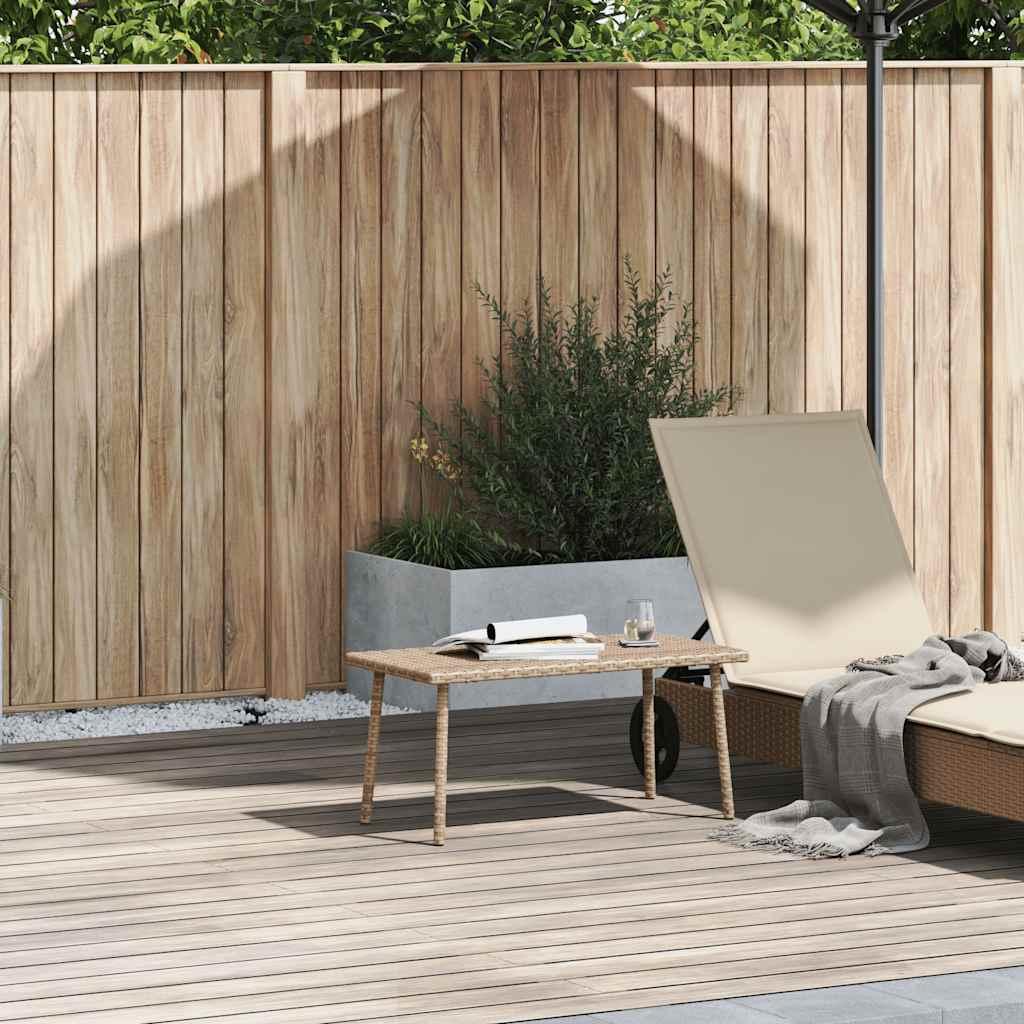 Mesa centro jardín rectangular beige 60x40x37cm ratán sintético