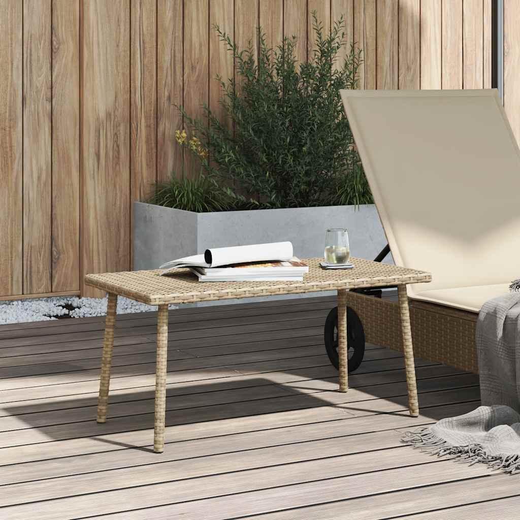 Mesa centro jardín rectangular beige 60x40x37cm ratán sintético