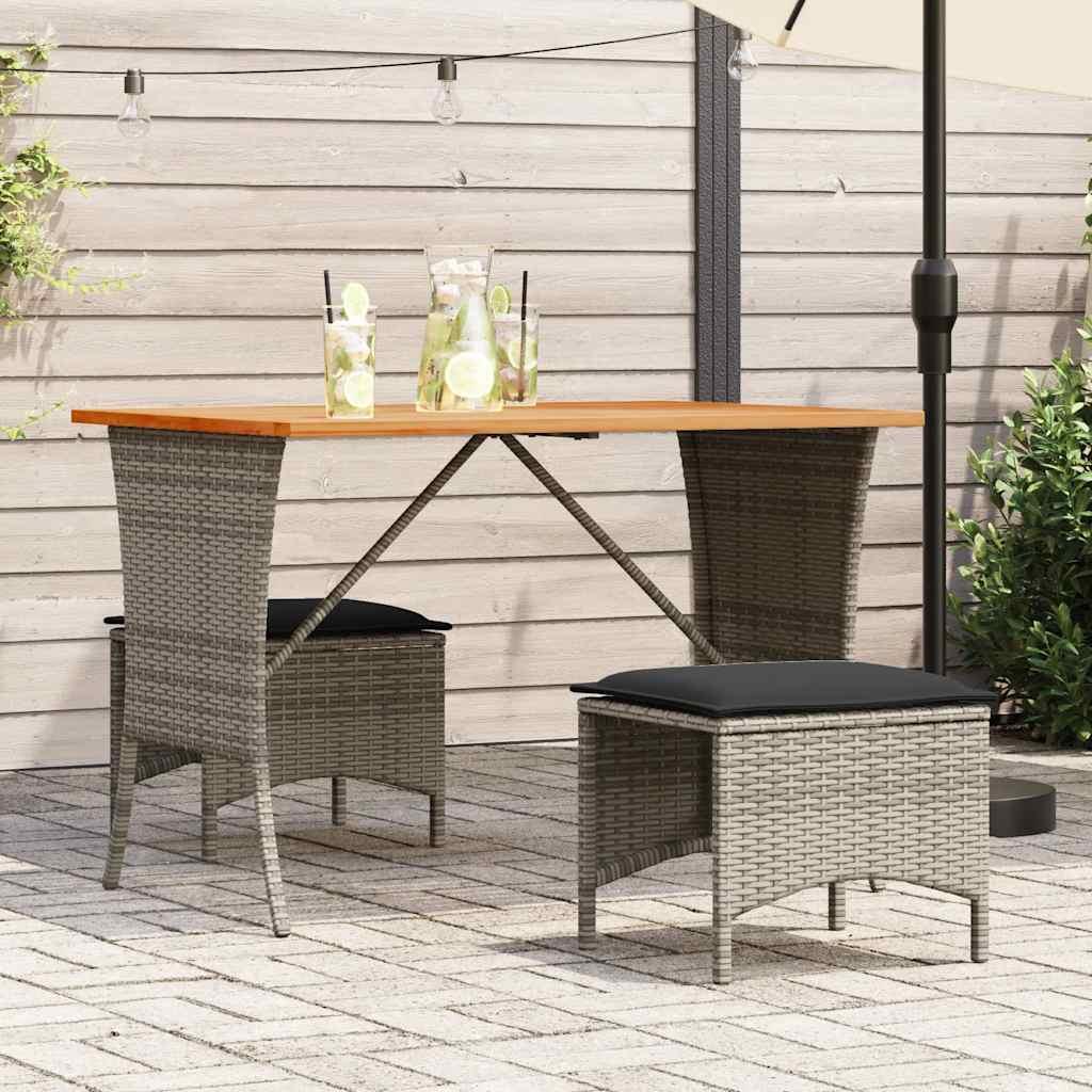 Mesa de jardín superficie de madera ratán PE beige 190x80x74 cm