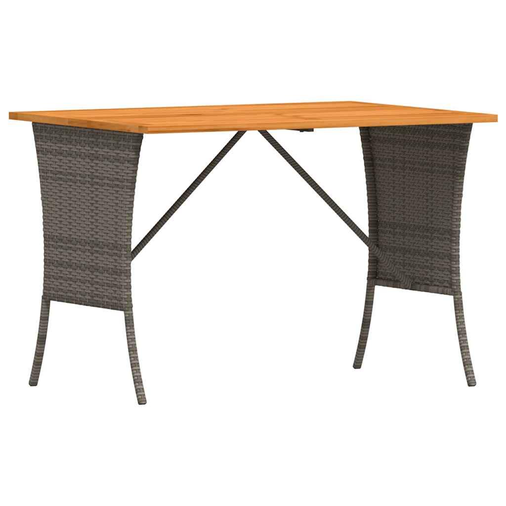 Mesa de jardín superficie de madera ratán PE beige 190x80x74 cm