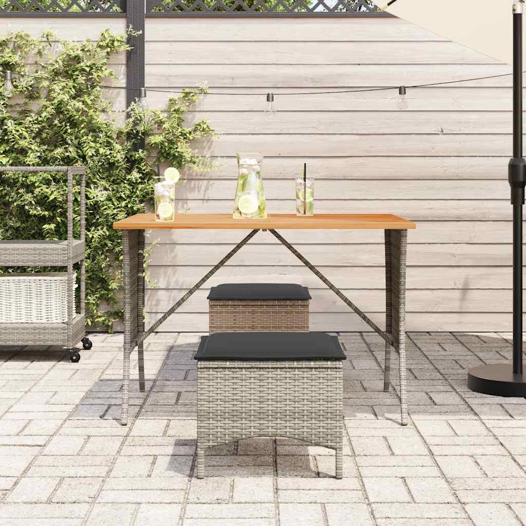 Mesa de jardín superficie de madera ratán PE beige 190x80x74 cm