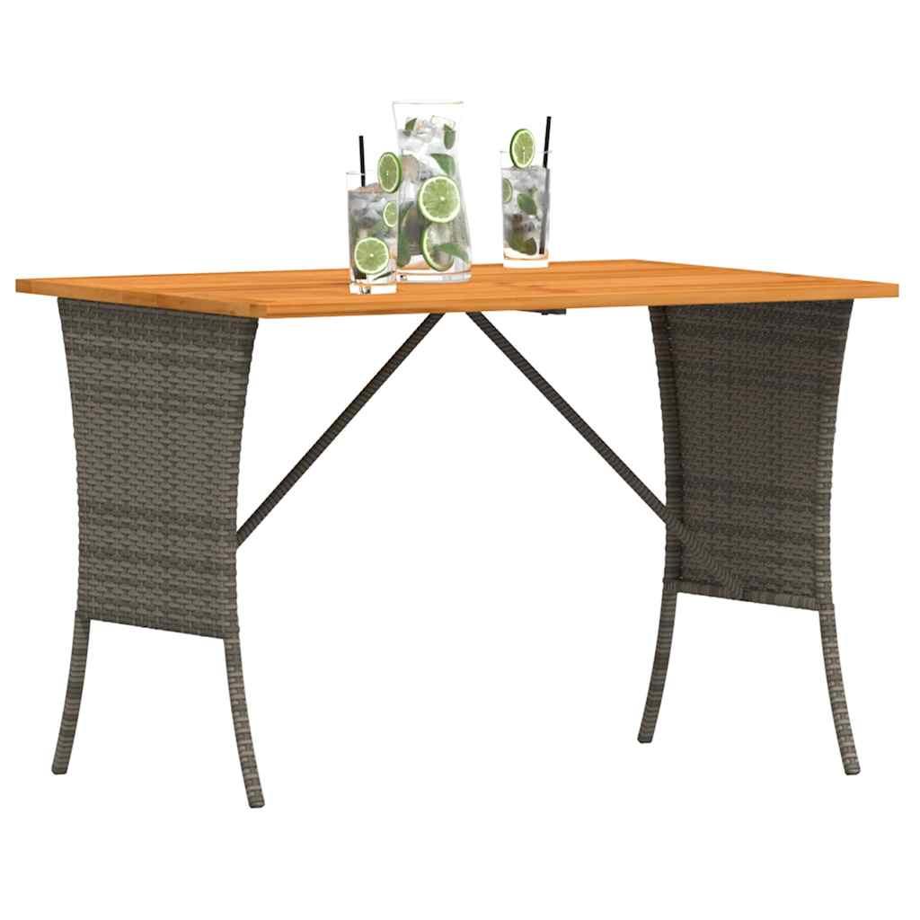 Mesa de jardín superficie de madera ratán PE beige 190x80x74 cm
