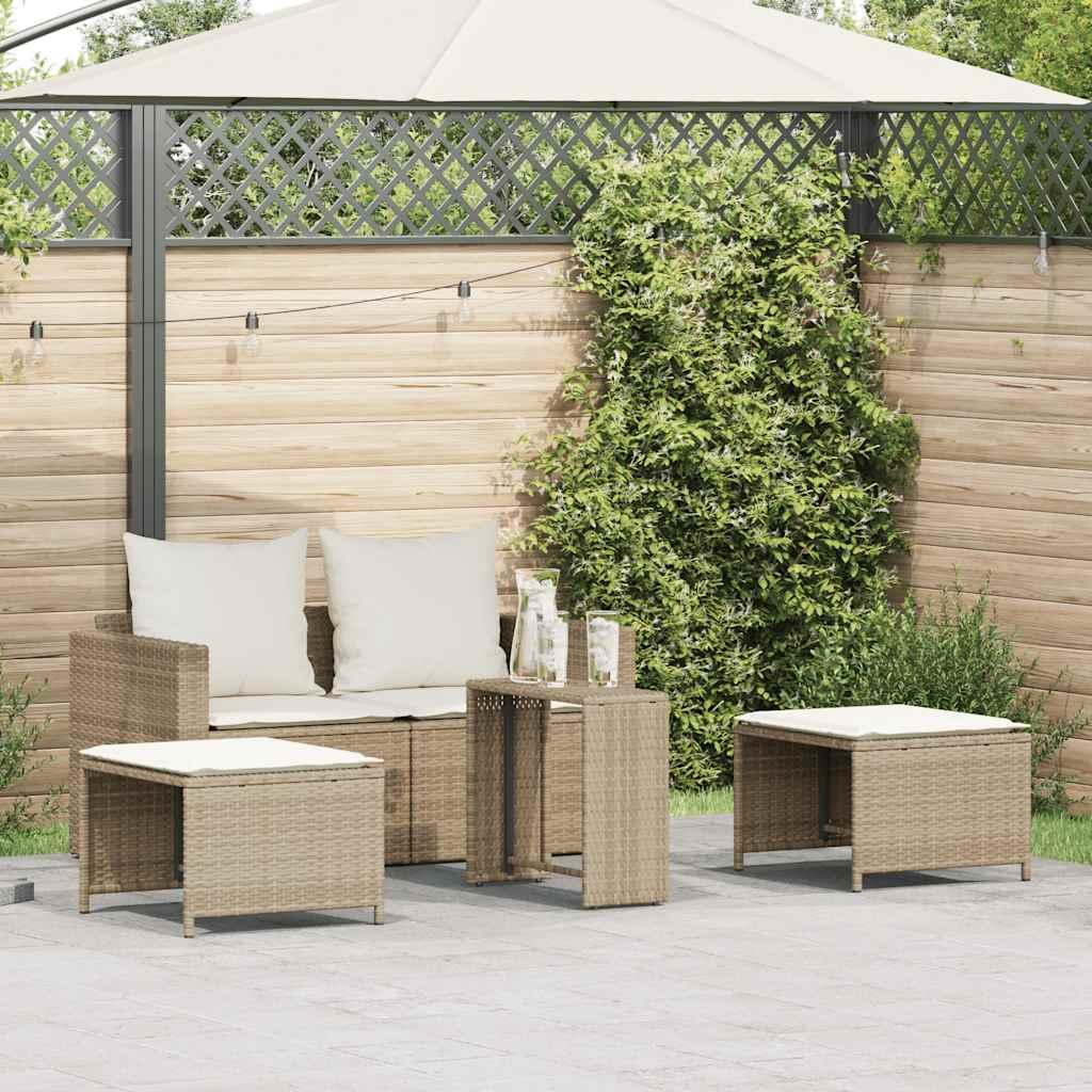 Set de muebles de jardín con cojines apilables 5 pzas