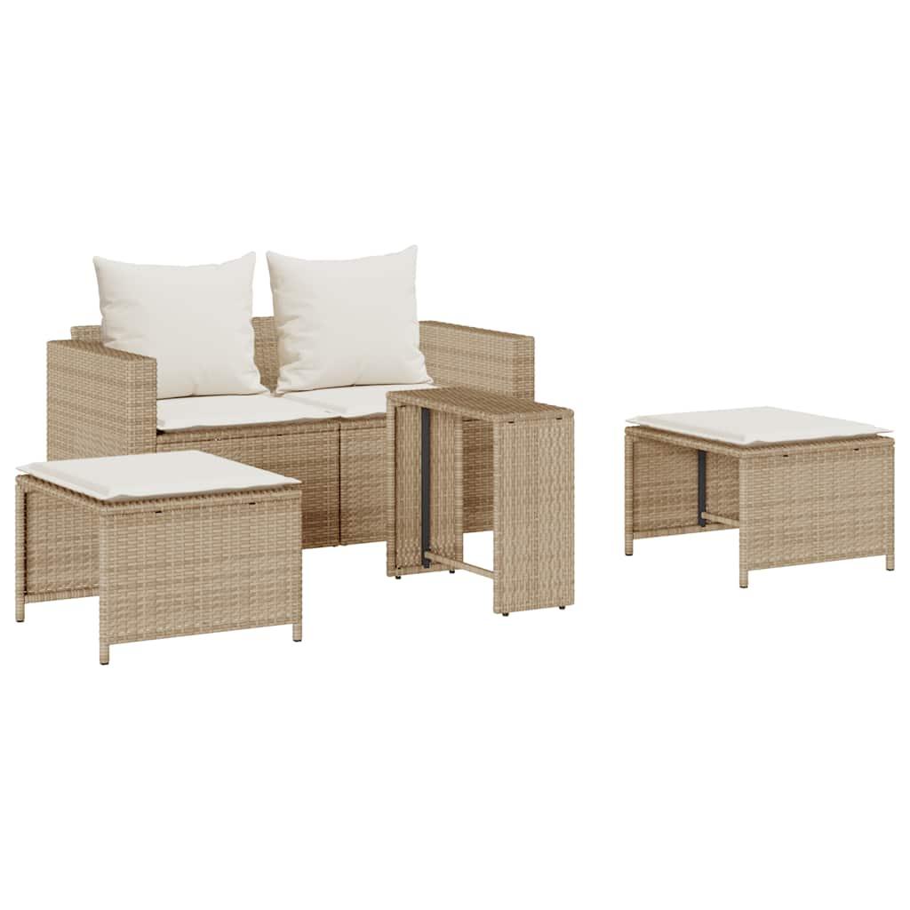 Set de muebles de jardín con cojines apilables 5 pzas