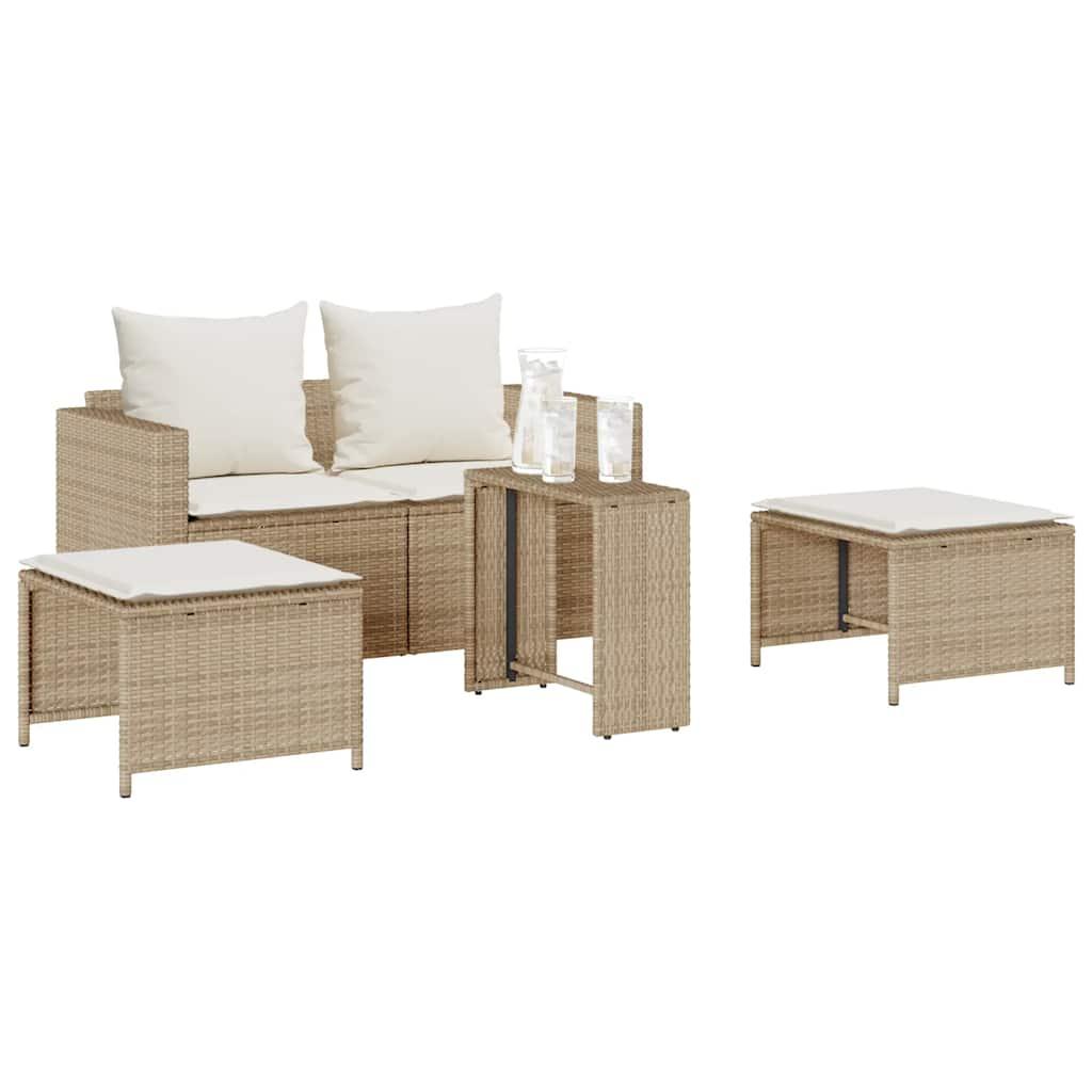 Set de muebles de jardín con cojines apilables 5 pzas