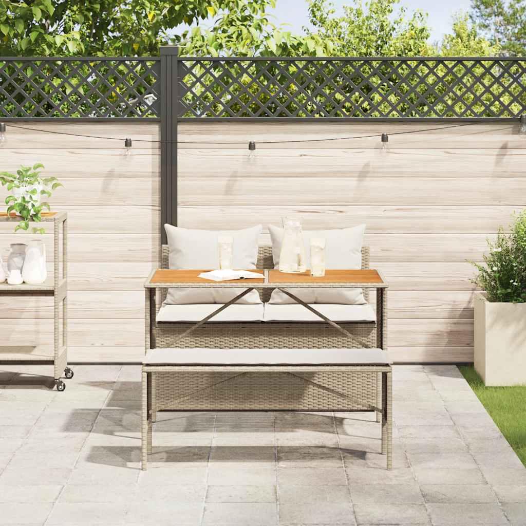 Conjunto de comedor de jardín de 3 piezas con cojines