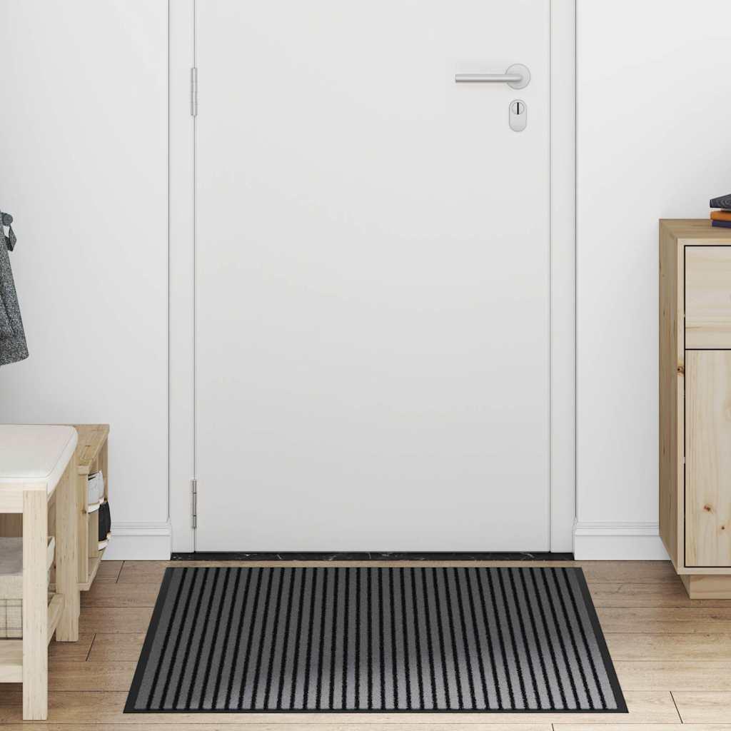 Felpudo de rayas gris antracita 80x120 cm