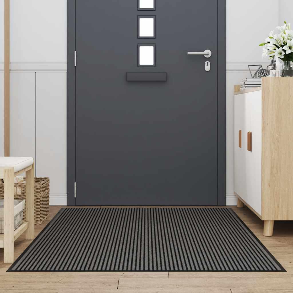 Felpudo de rayas gris antracita 80x120 cm