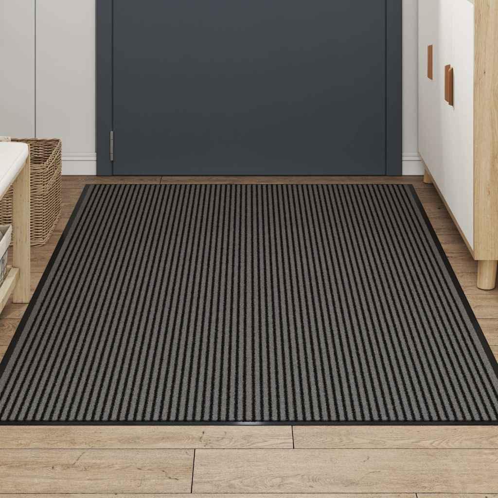 Felpudo de rayas gris antracita 80x120 cm
