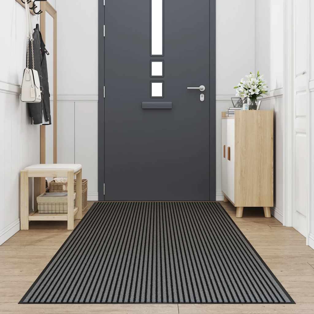 Felpudo de rayas gris antracita 80x120 cm