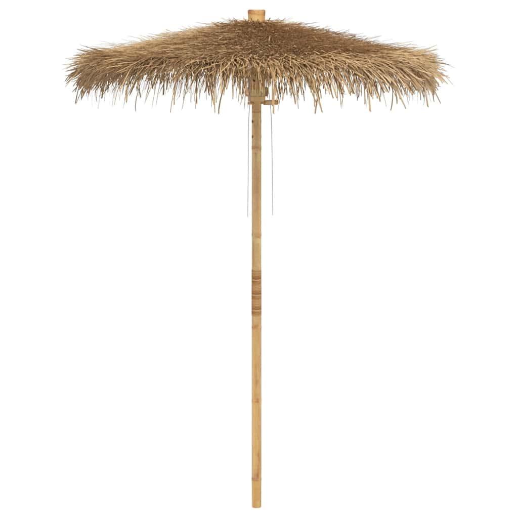 Sombrilla tiki con dosel de hojas de plátano de bambú