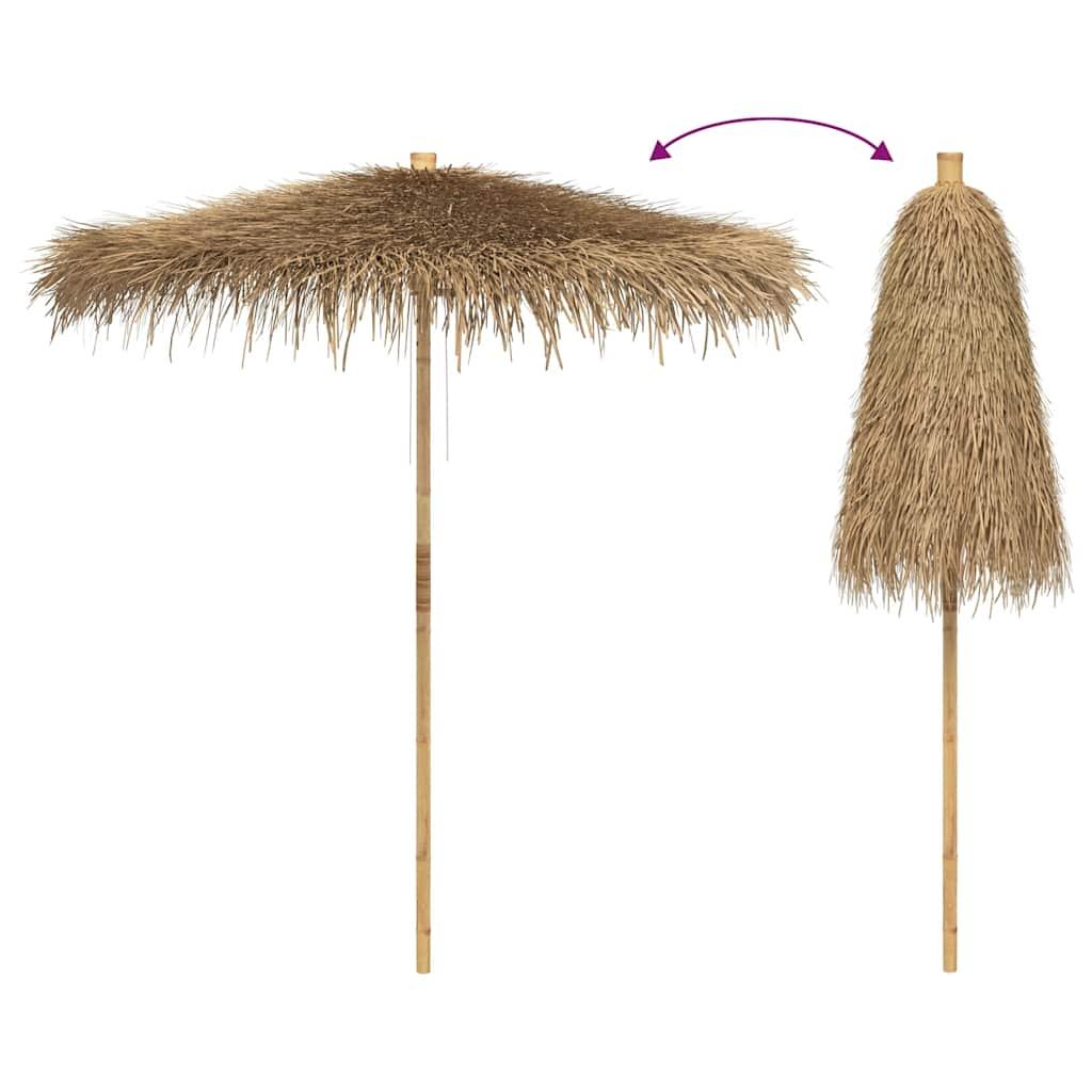 Sombrilla tiki con dosel de hojas de plátano de 240 cm de bambú