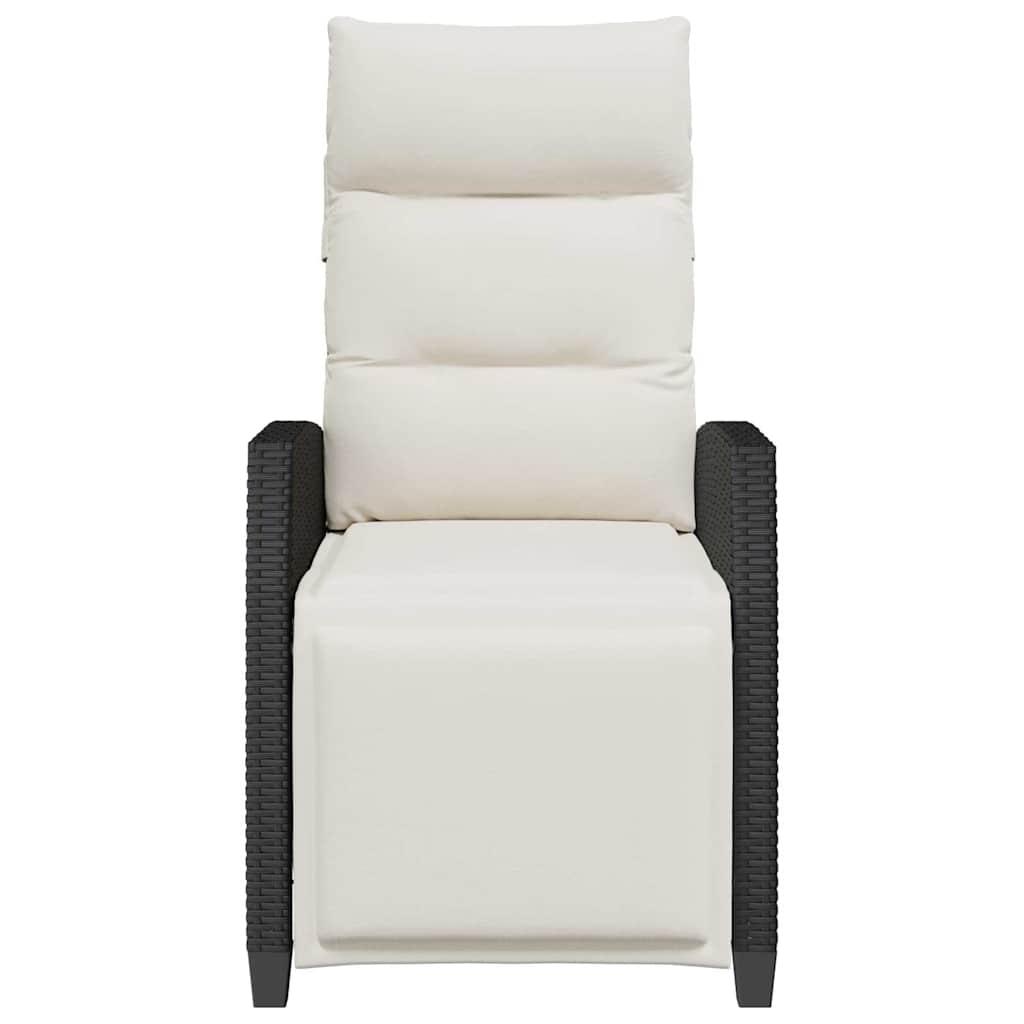 Silla de jardín reclinable con mesa auxiliar ratán negro