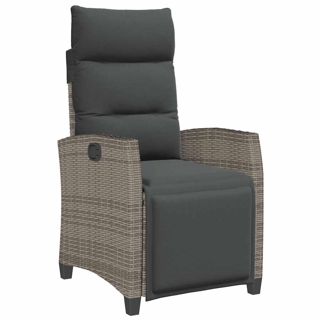 Silla de jardín reclinable con mesa auxiliar ratán negro