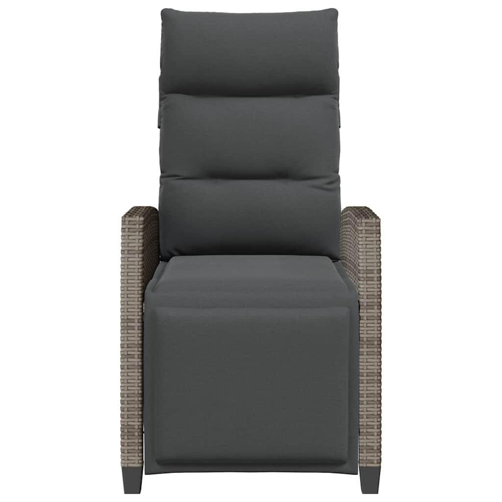 Silla de jardín reclinable con mesa auxiliar ratán negro