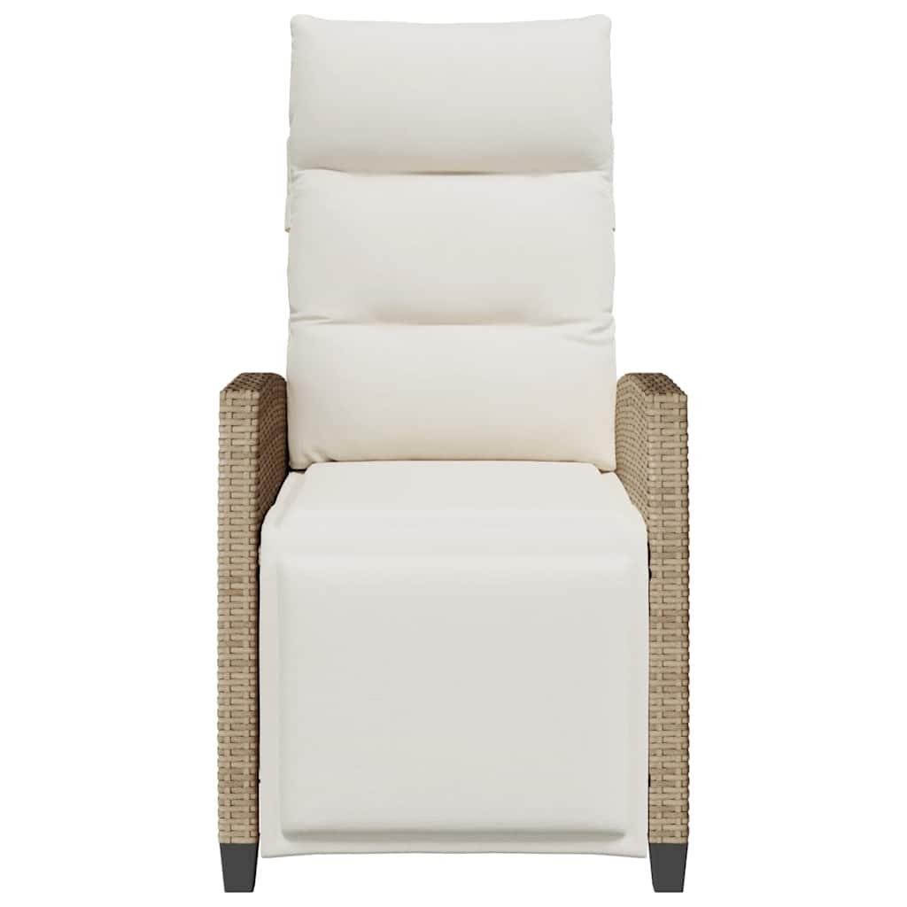 Silla de jardín reclinable con mesa auxiliar ratán negro