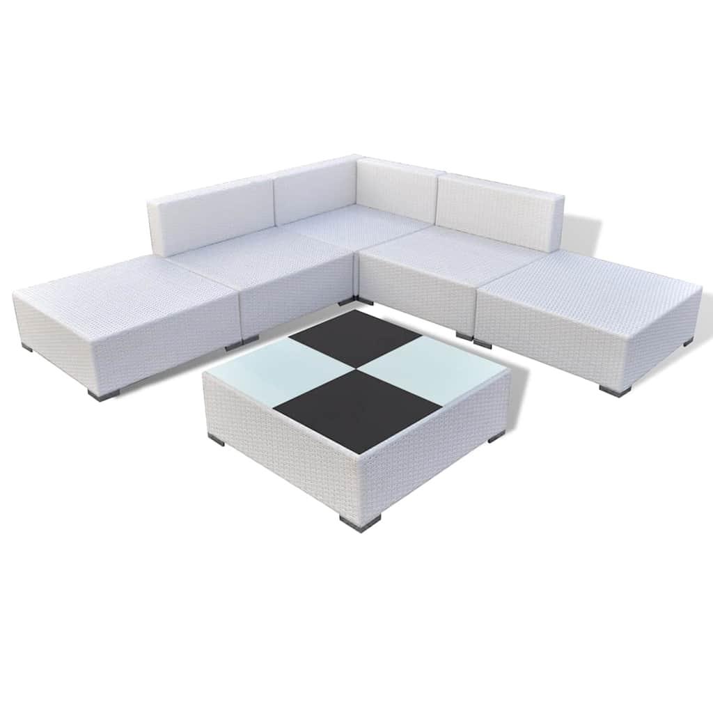 Set muebles de jardín 6 piezas y cojines ratán sintético