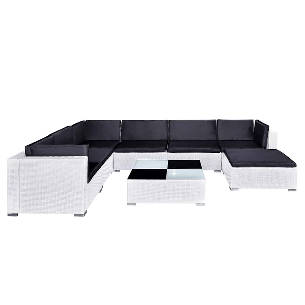 Set muebles de jardín 8 piezas y cojines ratán sintético