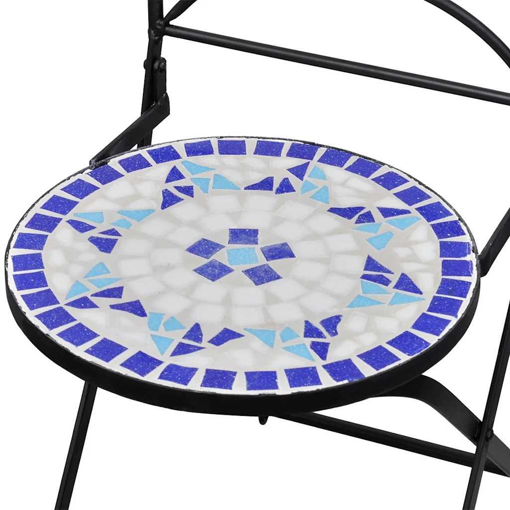 Sillas plegables, 2 unidades, cerámica azul y blanca