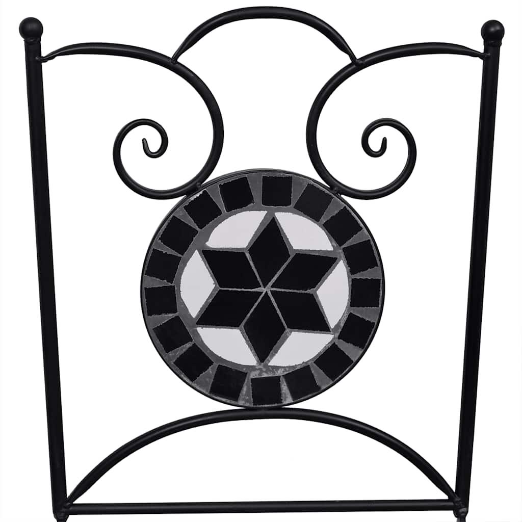 Sillas plegables, 2 unidades, cerámica, blanco negro