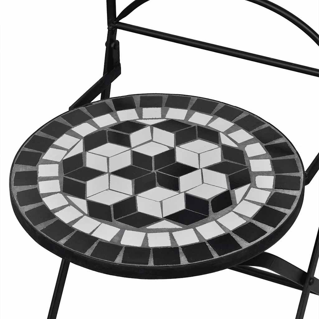 Sillas plegables, 2 unidades, cerámica, blanco negro