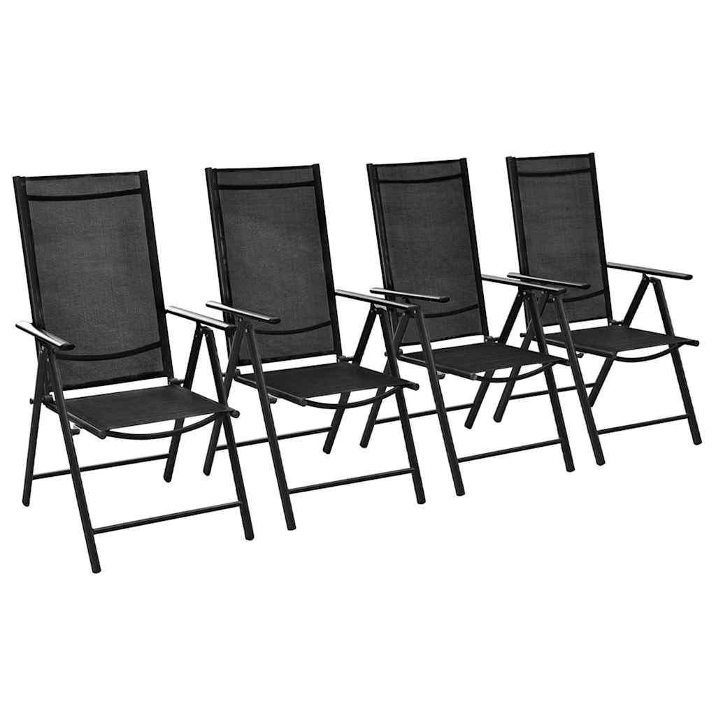 Sillas plegables, 4 unidades, aluminio y textilene negro
