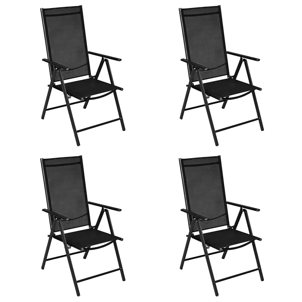 Sillas plegables, 4 unidades, aluminio y textilene negro