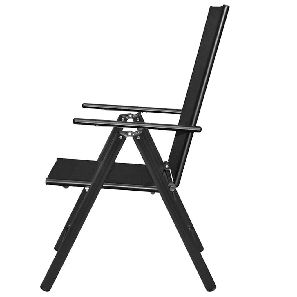 Sillas plegables, 4 unidades, aluminio y textilene negro