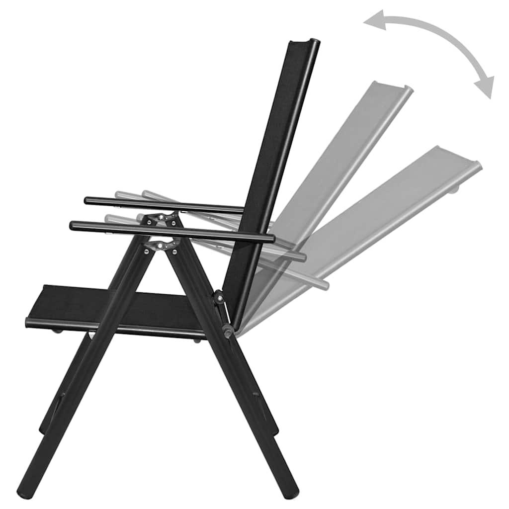 Sillas plegables, 4 unidades, aluminio y textilene negro