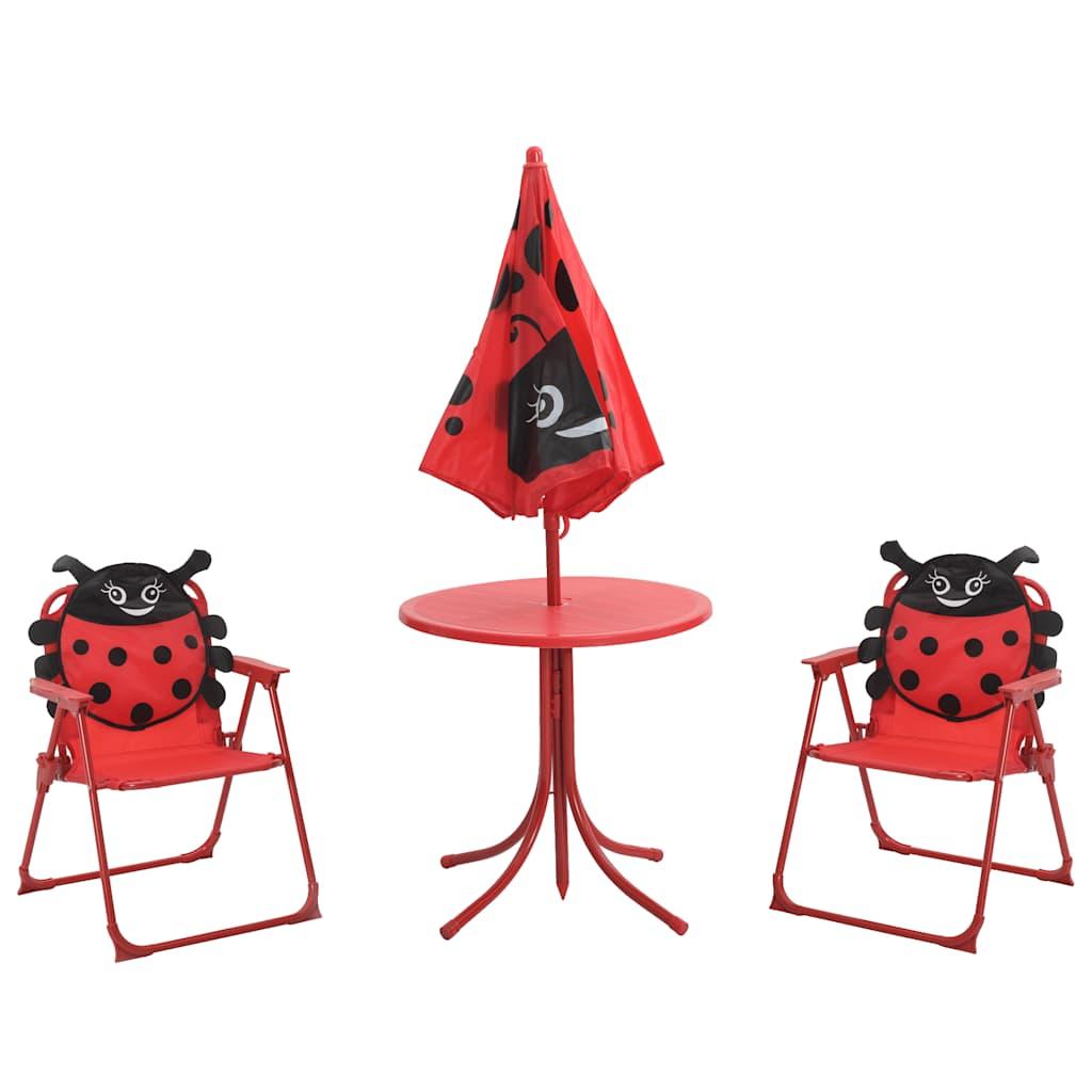 Set mesa y sillas de jardín infantil 3 pzas con sombrilla verde