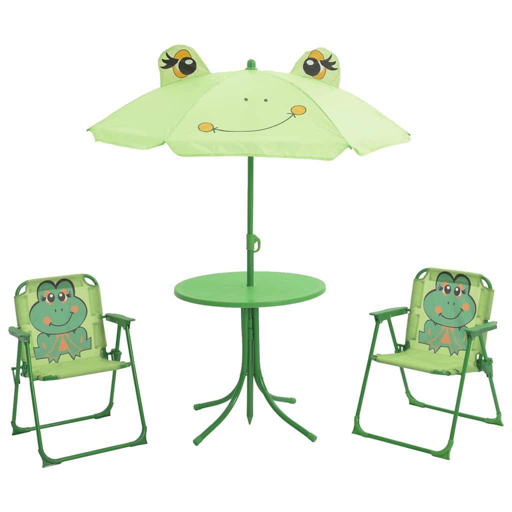 Set mesa y sillas de jardín infantil 3 pzas con sombrilla