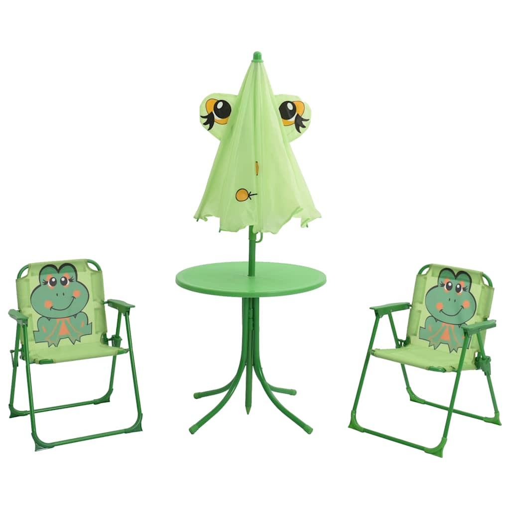 Set mesa y sillas de jardín infantil 3 pzas con sombrilla
