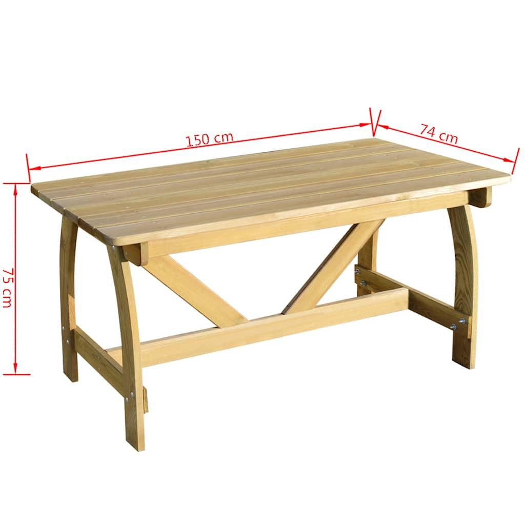 Mesa de jardín de madera de pino impregnada