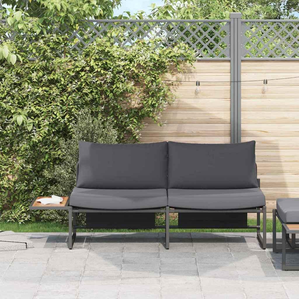 Sofá de jardín con cojín 200,5 x 70 x 85,5 cm Acero