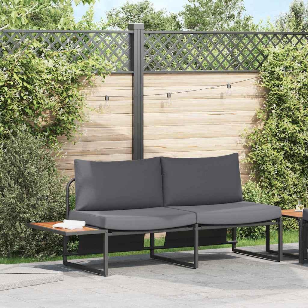 Sofá de jardín con cojín 200,5 x 70 x 85,5 cm Acero