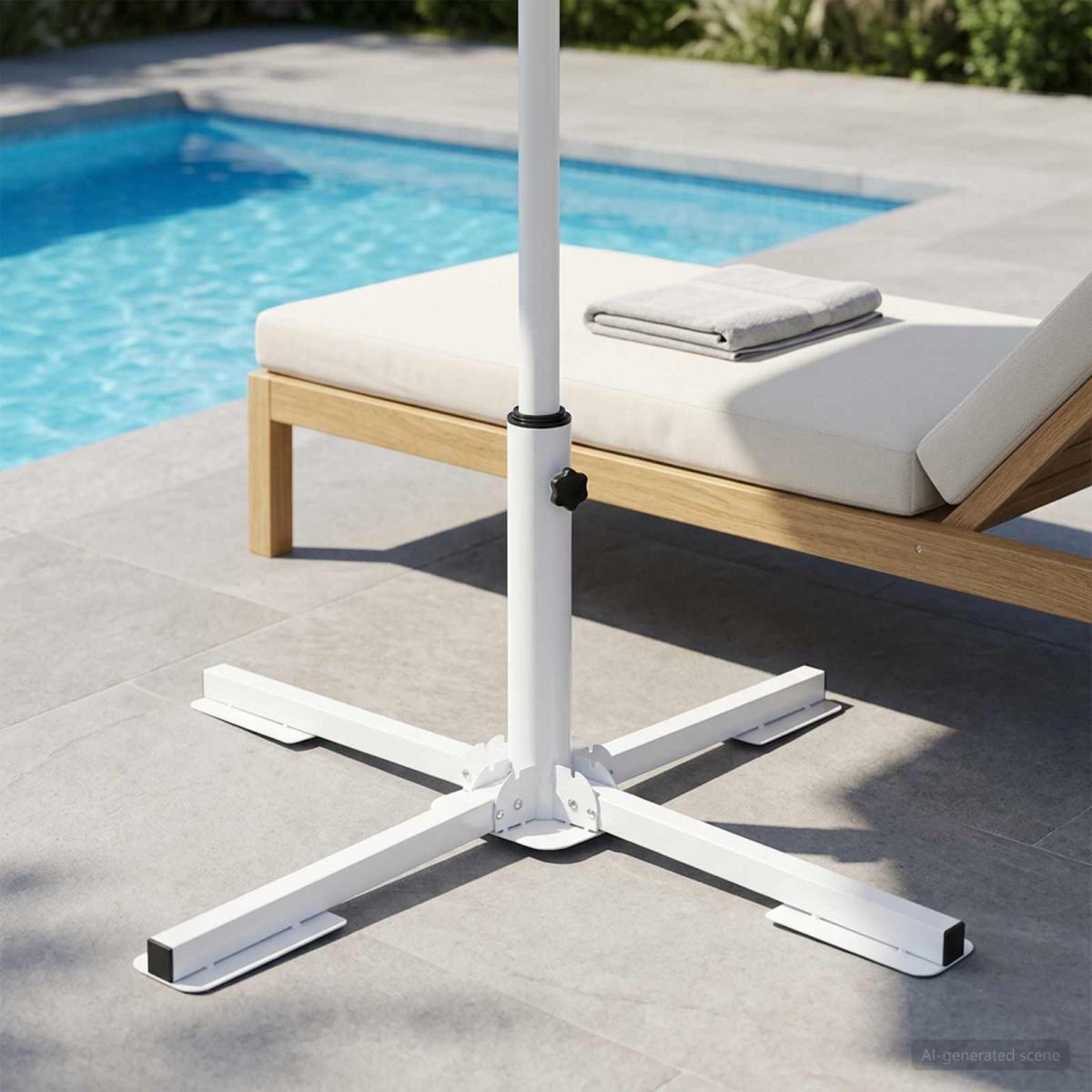 Soporte para Parasol Blanco Acero