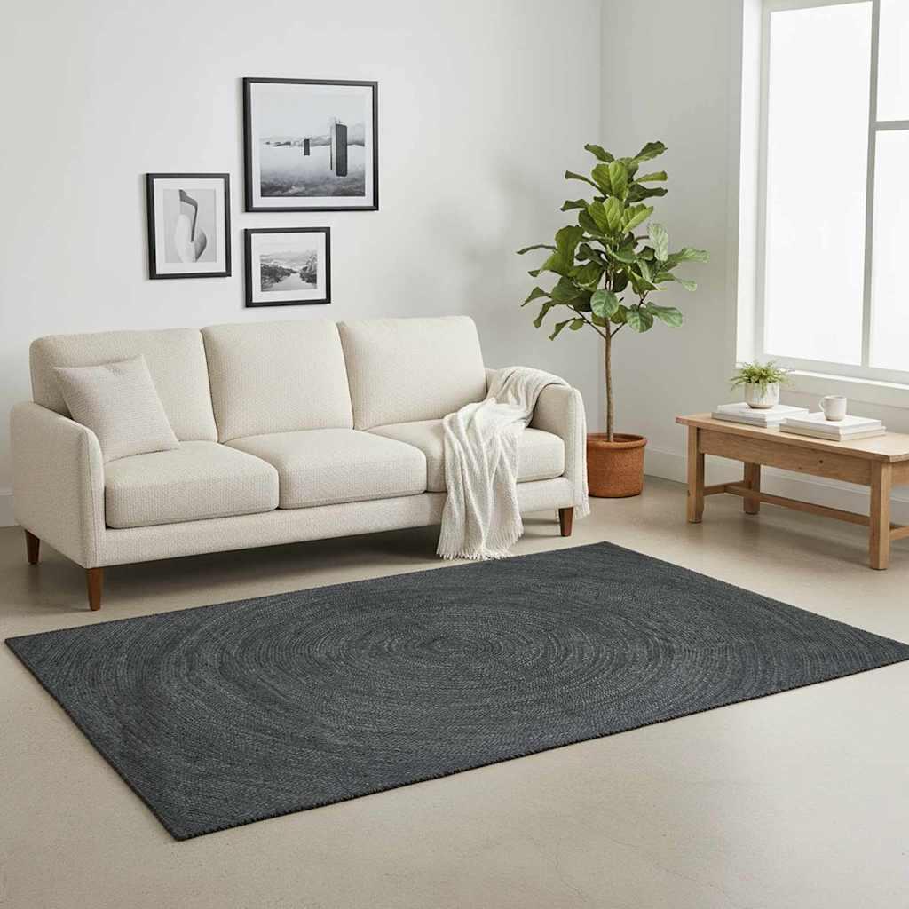Alfombras de área Gris oscuro 200 x 200 cm yute