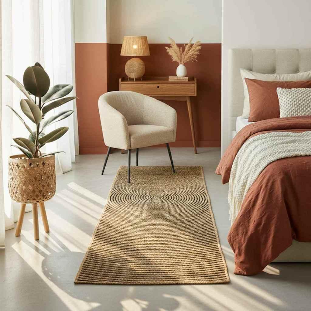 Alfombra de área Marrón Claro 80 x 200 cm yute