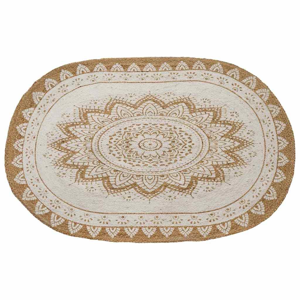 Alfombras de área Natural con estampado blanco