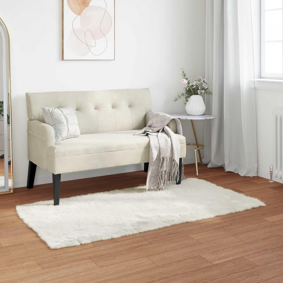 Alfombra de de oveja sintética TAFALLA Beige Ø 100 cm Poliéster
