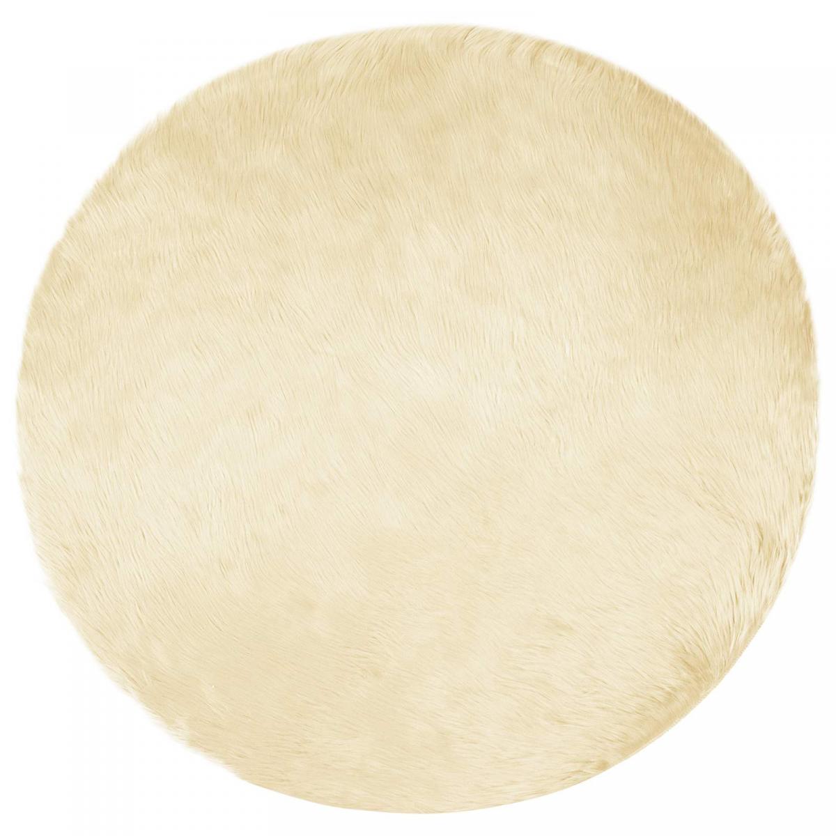 Alfombra de de oveja sintética TAFALLA Beige Ø 100 cm Poliéster