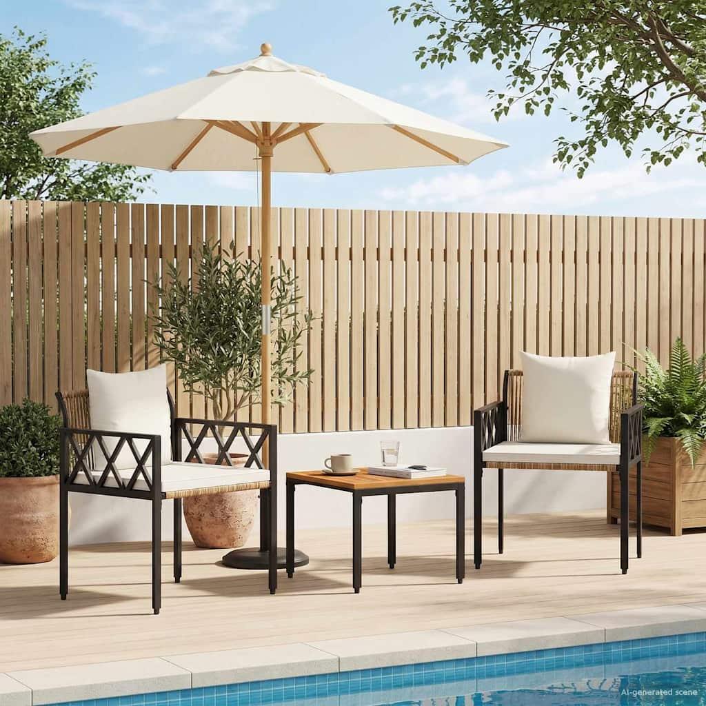 Juego de muebles de exterior 3 uds. Marrón y Crema Blanca