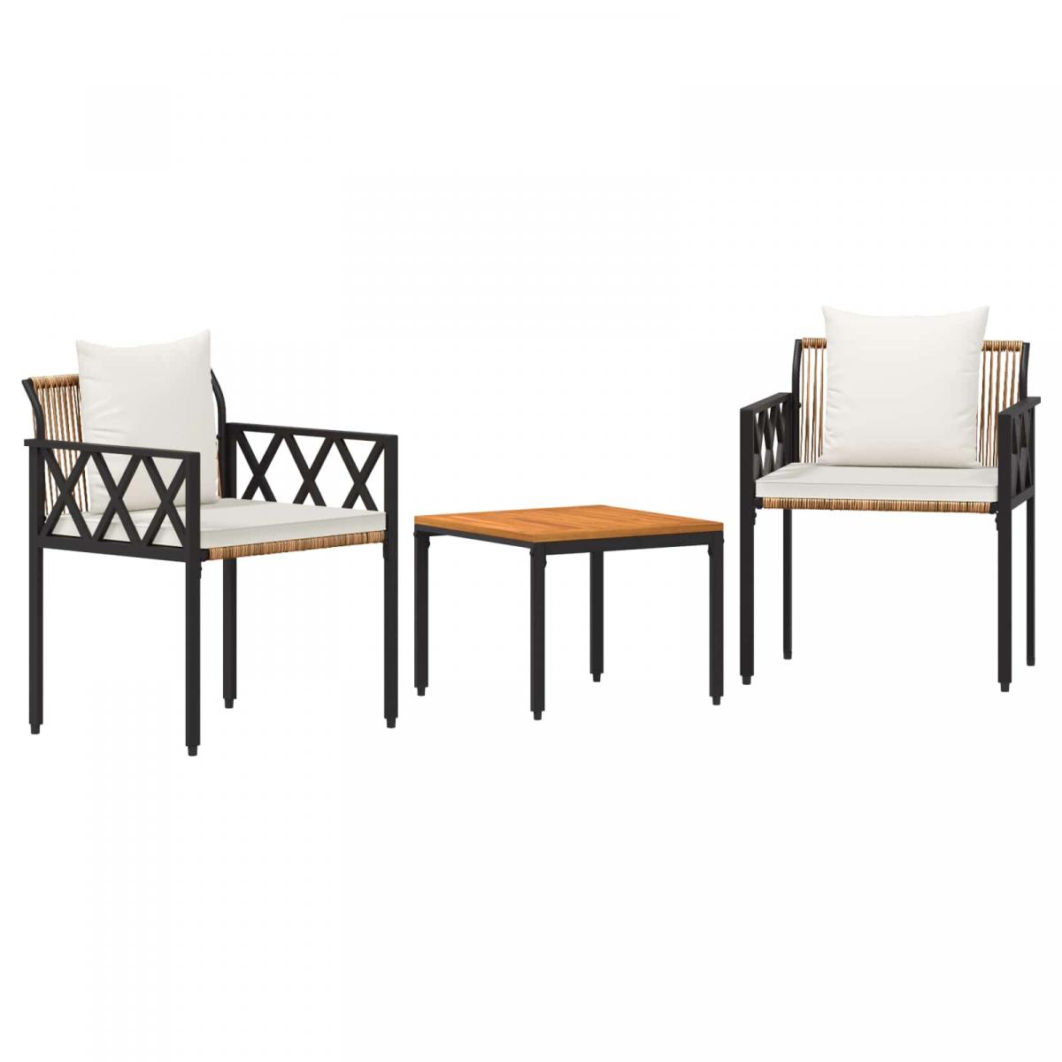 Juego de muebles de exterior 3 uds. Marrón y Crema Blanca